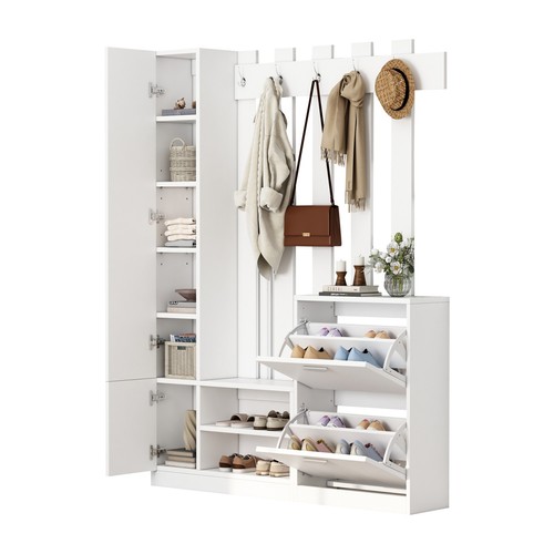 White hall coat rack hooks - white,