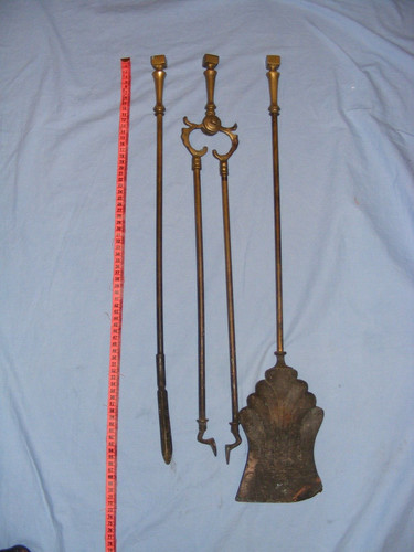 Vintage brass fire irons - vintage,