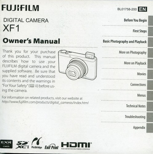 Fuji finepix xf1 instruction - xf1,