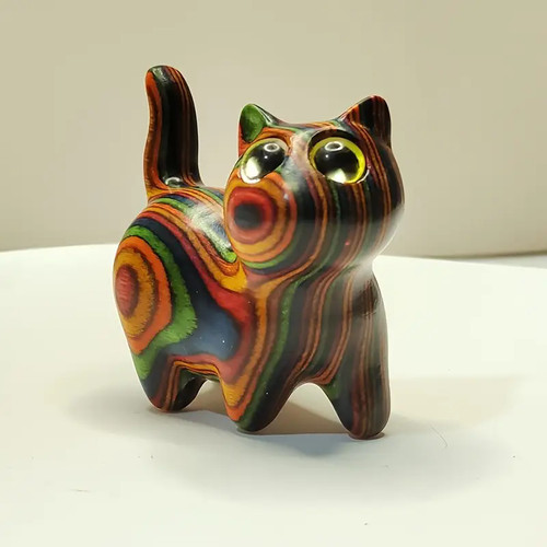 Painted wooden kitten - pc,