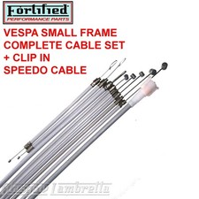 Vespa ET3 / Primavera FRICTION FREE CABLE SET inc SPEEDO + Clip In GREY TEFLON