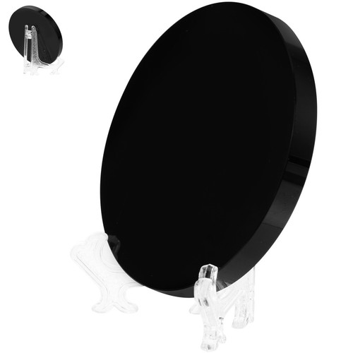 Round black mirror - black, decorative