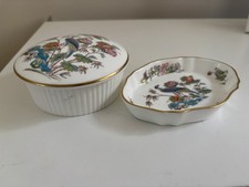 Aynsley Kutani Pattern  Matching Set Lidded Trinket Dish And Fluted Trinket Dish