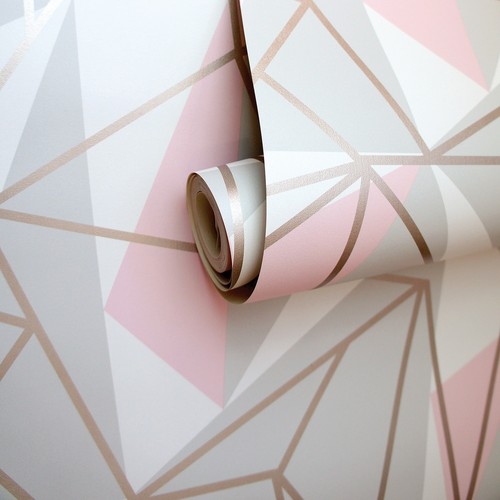 Pink white geometric - pink, wallpaper