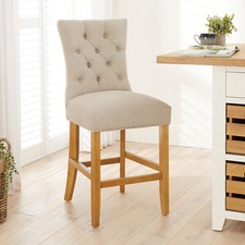 Chester Natural Oatmeal Fabric Counter Bar Stool with Oak Legs - Kitchen  BAR-70