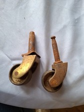2 Old Vintage Brass Castors