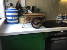 vintage wooden iron flower cart old display item retro model /  toy