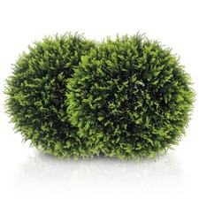 HOMCOM Set of 2 Artificial Plant Topiary Balls, Faux Plants for Decor, Green