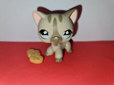 Littlest Pet Shop Gray Siamese Shorthair Cat Striped Face Flower Eyes #468 LPS