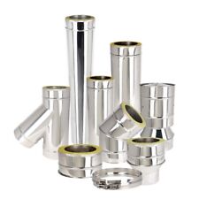 Stainless Twin Wall Flue Insulated Chimney Pipe Wood Burning Multi Fuel Stoves
