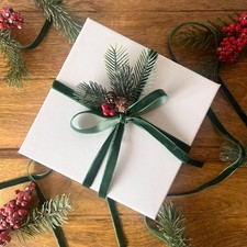 Christmas Velvet Ribbon Dark Green Luxury Gift Thin 10mm Full Spool or Cut