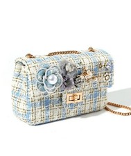 NEW BLUE  TWEED SHOULDER BAG