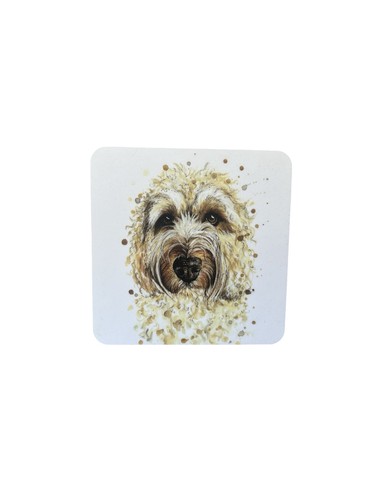 Labradoodle cork coaster - labradoodle,