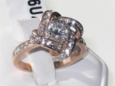 Rose gold ring knot cz ladies