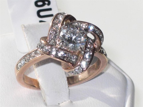 Rose gold ring - cz, ladies