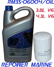 Oil & Filter Kit for 4.3L V6 Mercruiser, Volvo Penta, OMC, Marine Power, Yamaha