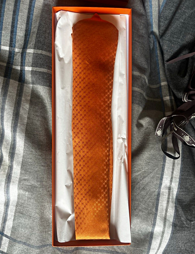 Hermès men silk tie - men's, orange