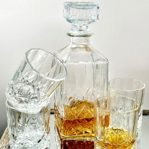 5pc crystal whiskey decanter - whiskey,