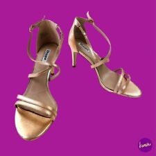 DUNE London Mariela Strappy Leather Sandals, Metallic Rose Gold, UK 6/EU 39