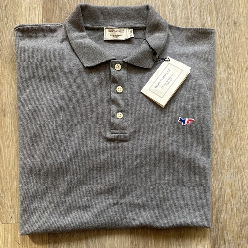 Maison kitsune mens grey polo - grey,