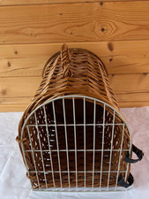 Vintage Wicker Cat Woven Basket Small Pet Travel Carrier