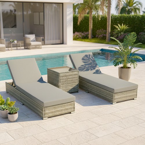 3pcs rattan lounger - rattan, recliner