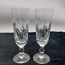 Royal Brierley Braemar Cut Crystal Champagne Flutes Pair  Signed 17.3cm Height