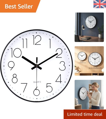 Stylish 30cm black wall clock - black,