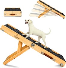  Adjustable Size Dog Ramp  Foldable Wooden Pet Ramp for All size Dogs and Cats 