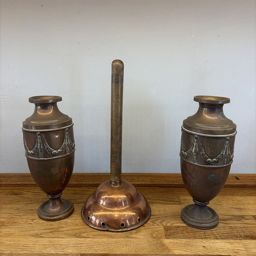 Pair antique copper art and - art,