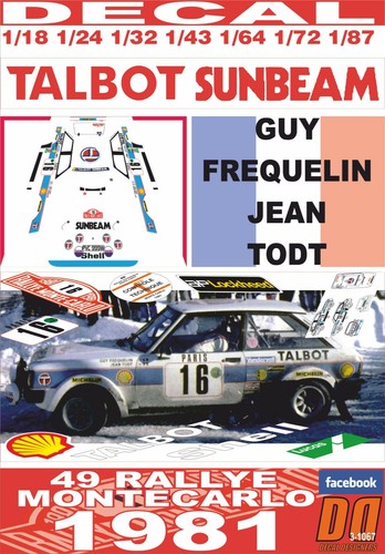 Decal talbot sunbeam - talbot, lotus