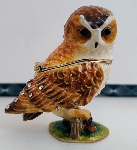 Owl metal trinket box - owl, by