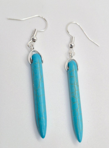 Turquoise drop silver - turquoise, plated