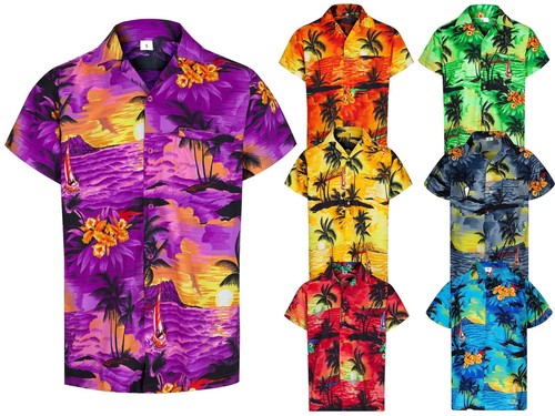 Mens hawaiian shirt - stag, palm
