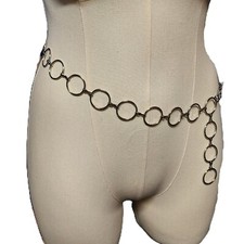 Vintage Silver Circle Link Chain Belt | 40" Adjustable | Statement Waist