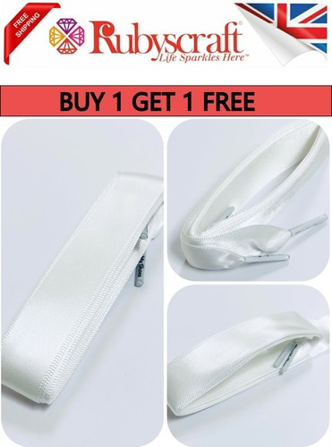 White satin smooth shoelace - satin,
