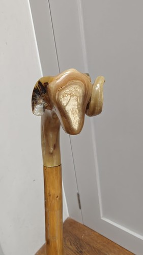 Vintage ram head carved - , horn