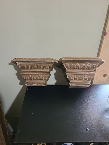 Pair vintage hand carved - pair,