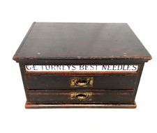 Antique Wooden Shop Display Sewing Cabinet for G L Turneys Needles Haberdashery