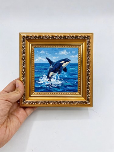Orca leaping out ocean - leaping, of