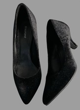 Graceland Black Faux Velvet Look Shoes size Uk 5 Occasional Evening Wedding 