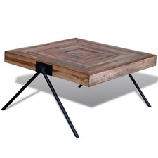 Coffee Table with V-shaped Legs Reclaimed Teak Handmade Furniture 80x80x43cm vid
