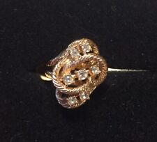 Vintage 18K HGE Gold Plated Multi Stone Double Knot Ladies Ring Size 5 NOS