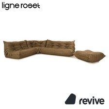 Ligne Roset Togo Fabric Sofa Set Olive Green Khaki Corner Sofa Stool Couch