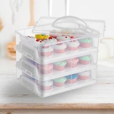 3 Tier Plastic Cake Box Carrier Cupcake Storage Box Container Clear With Lid