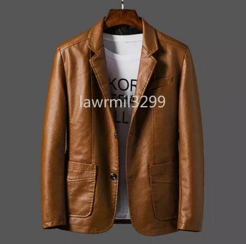 Men faux leather blazer - leather,