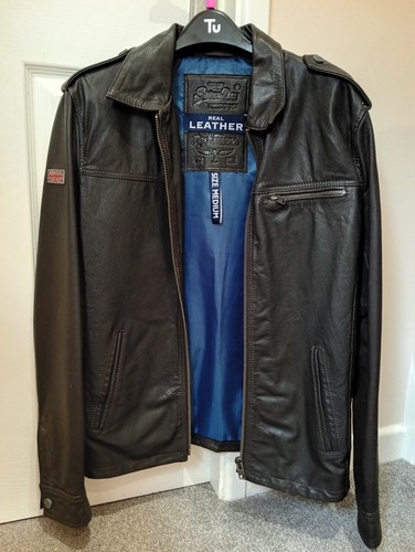 Superdry dark brown leather