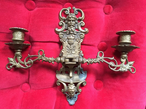 Antique brass piano double - brass,