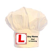 PERSONALISED LEARNER CHEF IN TRAINING CHEFS HAT BBQ 100% POLYESTER GIFT XMAS