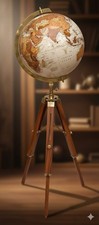 Floor World Globe With Wooden Tripod Stand 18" Big Modern Map Atlas Globe gift